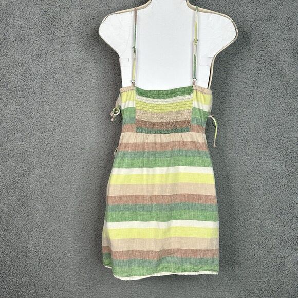 Aerie Mini Dress Size Medium Striped Multicolor Line Blend Side Cut Out Smocked - Picture 7 of 11